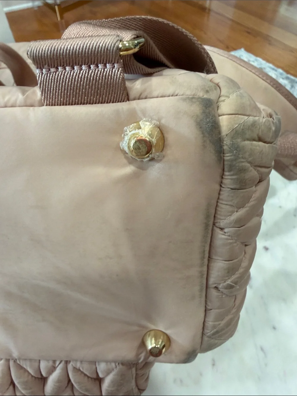 Happ baby quilted dusty rose diaper bag